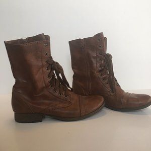 Brown Lace-up boots, Low Heel by Candies - 7.5